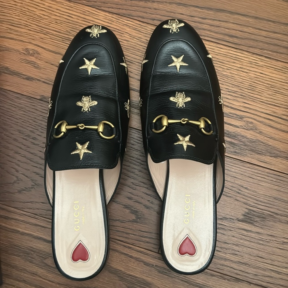 Gucci Quentin Bees and Stars Princetown Mules size 40.5